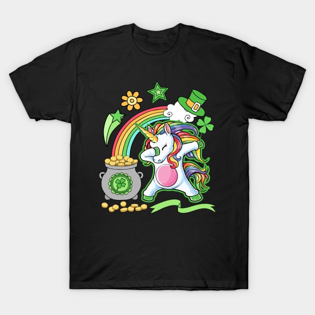 Lepricorn Leprechaun Dabbing Unicorn Girls St Patricks Day T-Shirt by aneisha